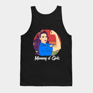 Mommy of Girls Vintage Mother’s Day Sunset Retro Tank Top